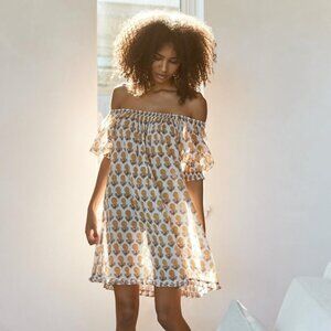 Sydney Puff Sleeve Mini Nightgown - Ochre/Dahlia Floral print